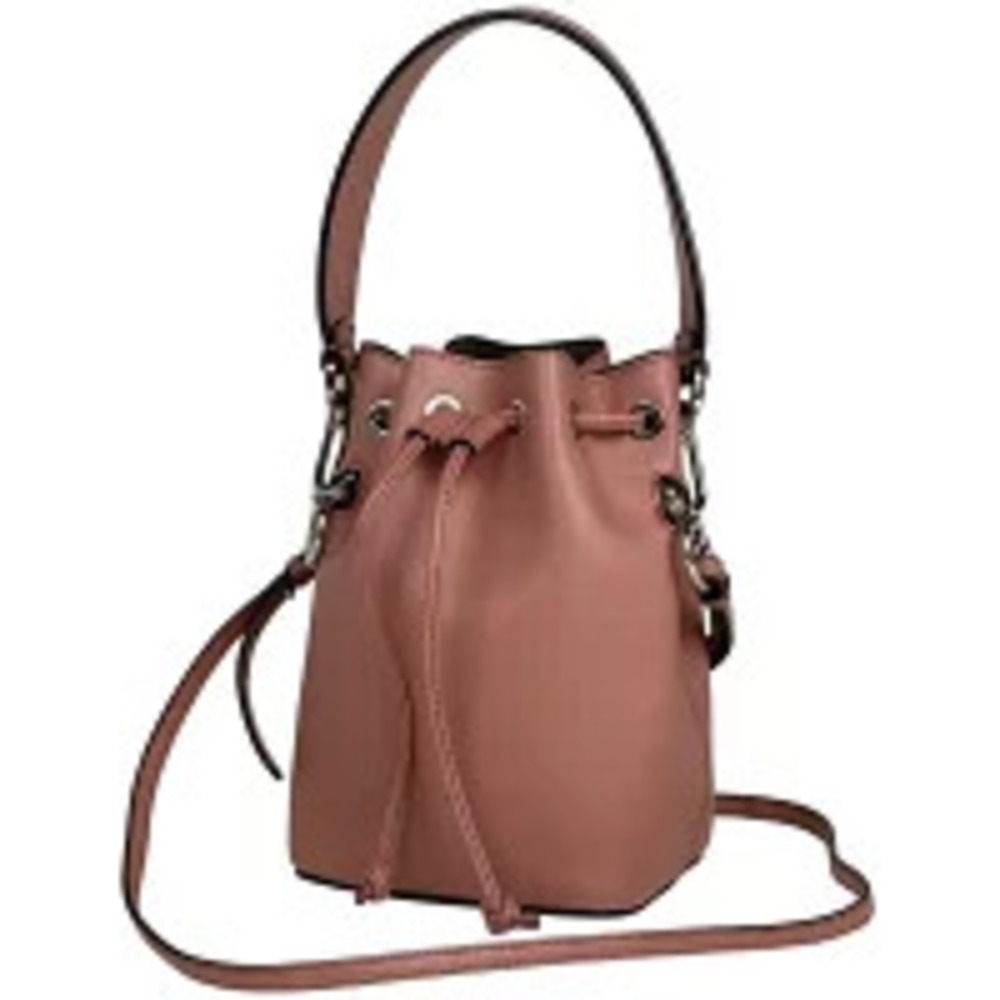 Fendi Mon Tresor Shoulder Bag Drawstring Handbag Leather Pink